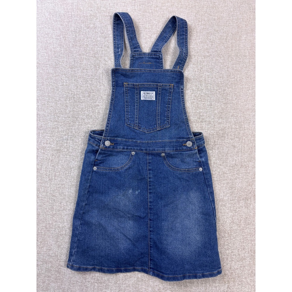 Levis Girls Medium Wash Denim Overall Jumper Dress Size M 10/12 L140-M8K
